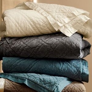 SOLD Pottery Barn Washed Velvet Silk Diamond Queen Quilt and (2) Standard Shams